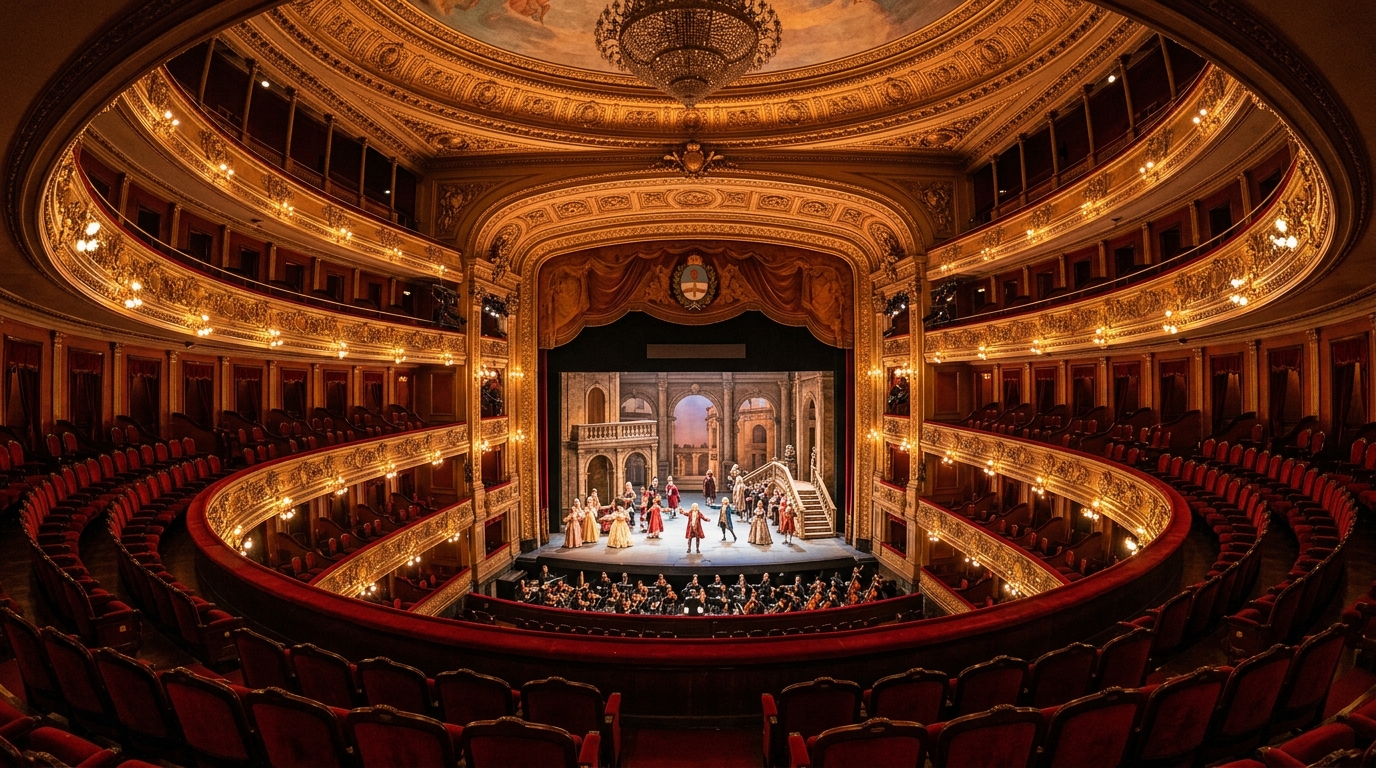 Escenario del Teatro Colón durante un ensayo