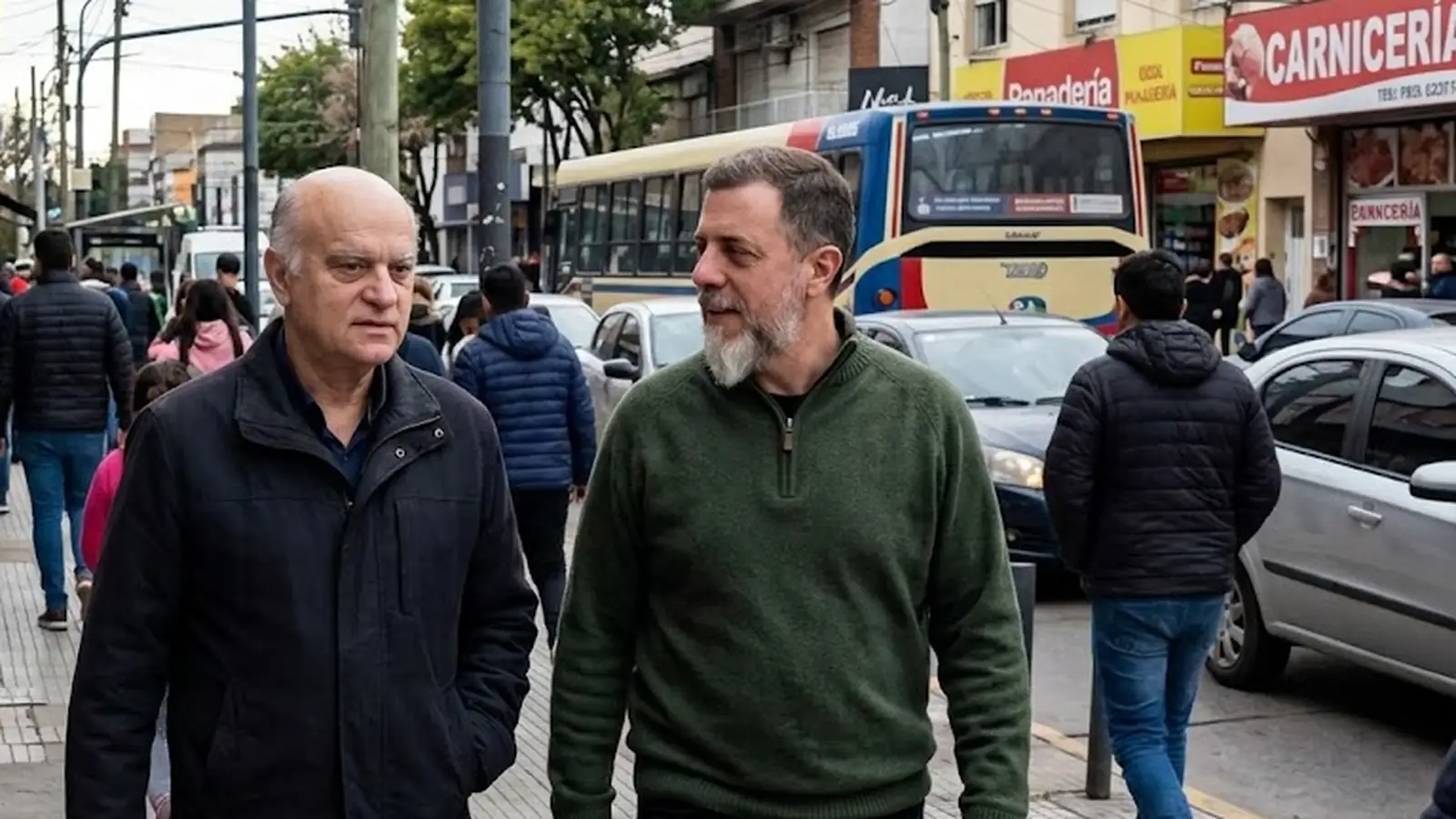 Néstor Grindetti y Diego Kravetz recorren una zona comercial de Lanús