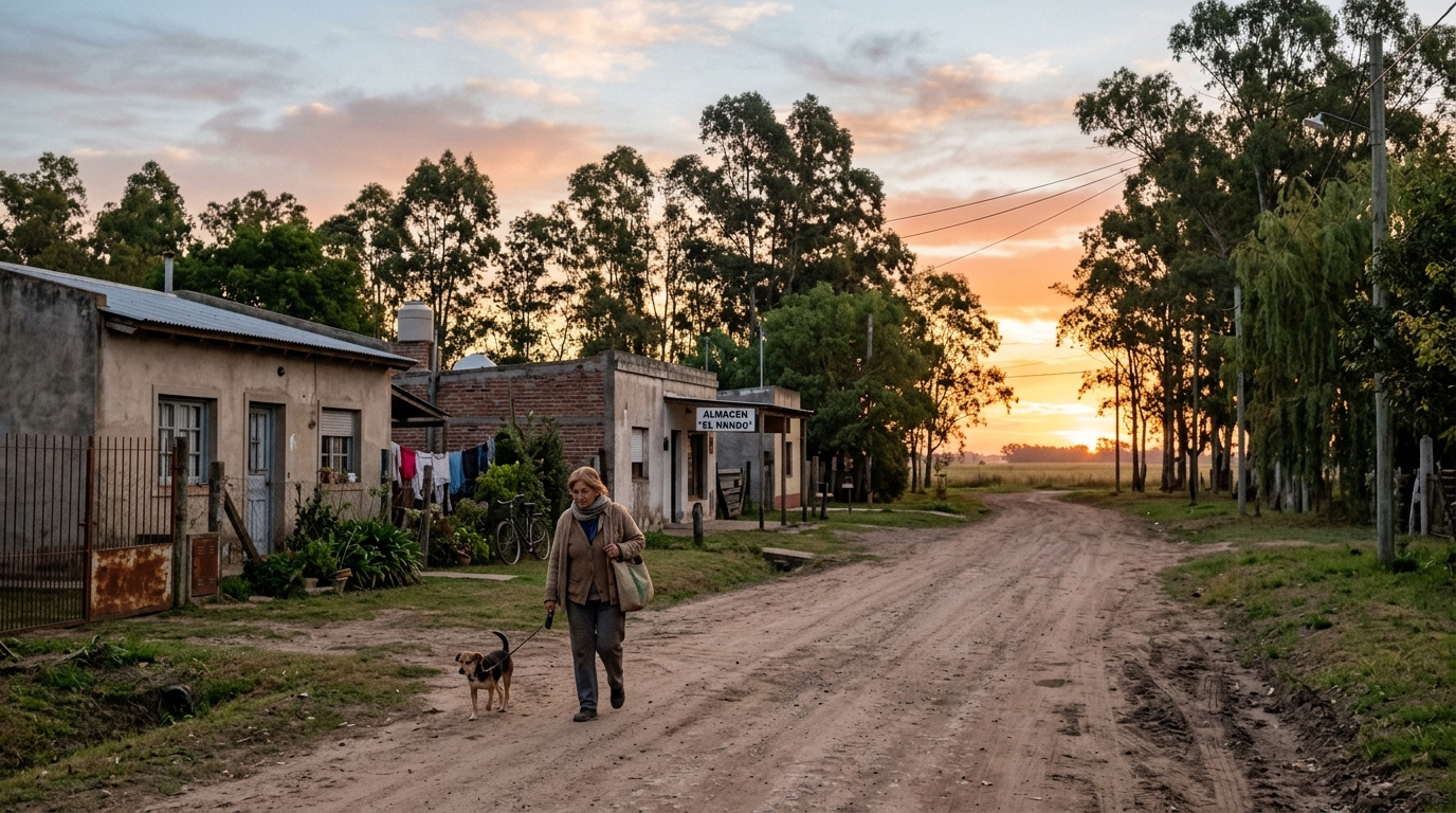 Fotografía ultrarrealista de un paisaje rural bonaerense de baja densidad en Diego Gaynor.