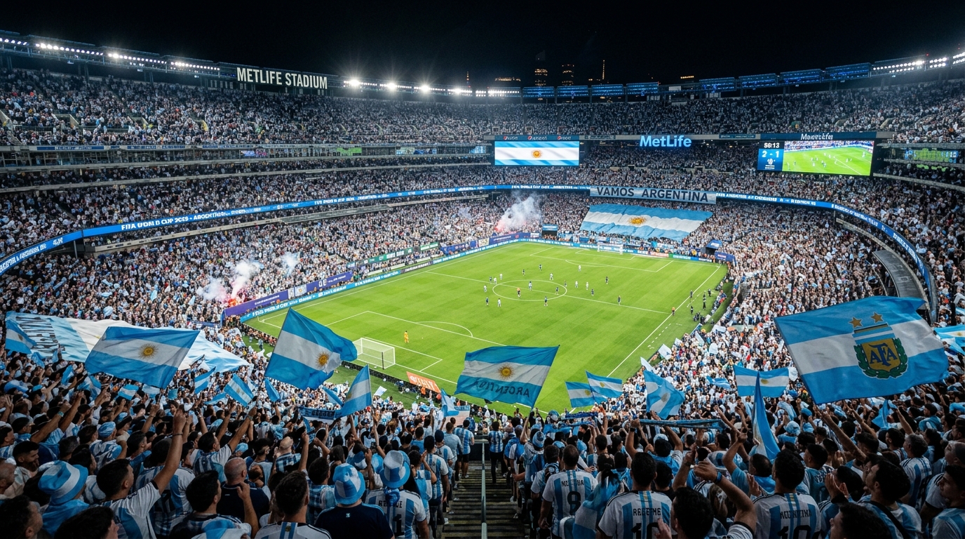 Estadio repleto de hinchas argentinos durante el Mundial