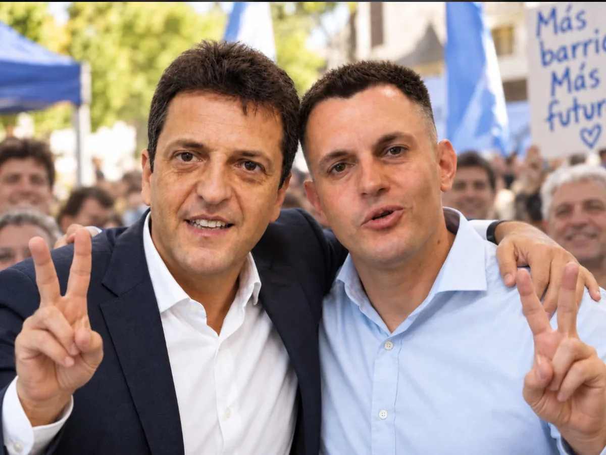 Sergio Massa e Ignacio “Nacho” Moroni durante una actividad política