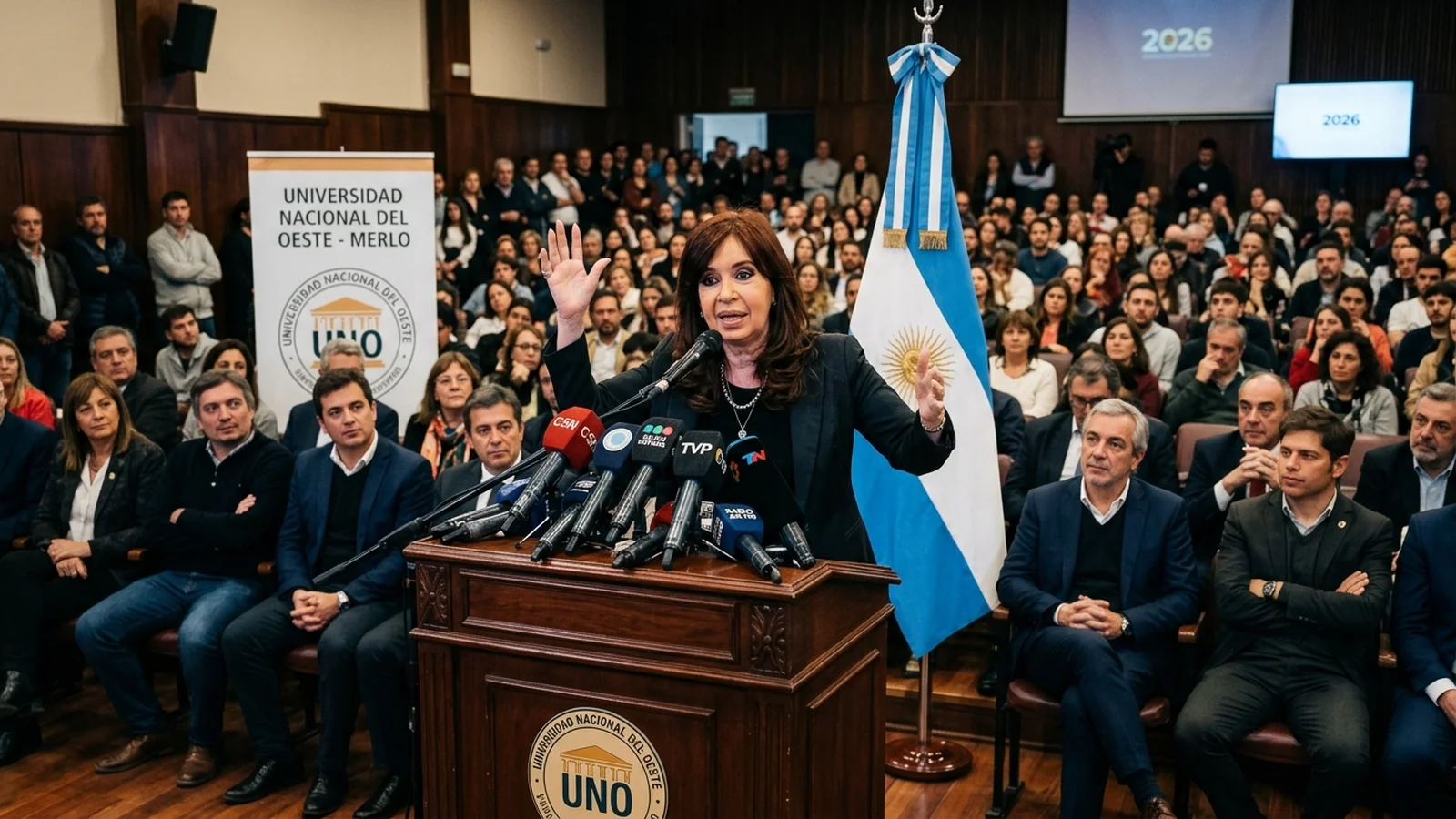 Recinto del Senado de la Nación Argentina durante una sesión con senadores sentados en el hemiciclo y banderas nacionales en el estrado