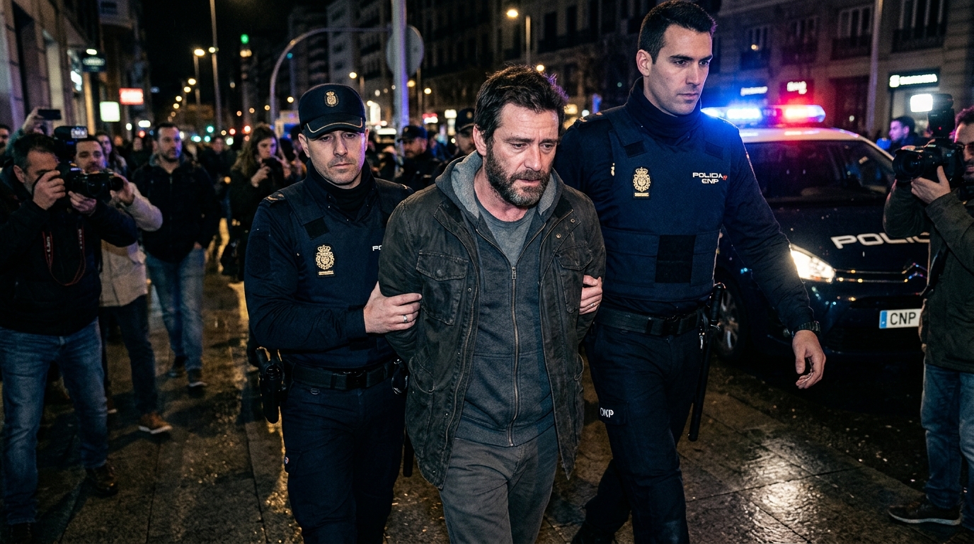 Fernando Cerimedo siendo escoltado por la polica
