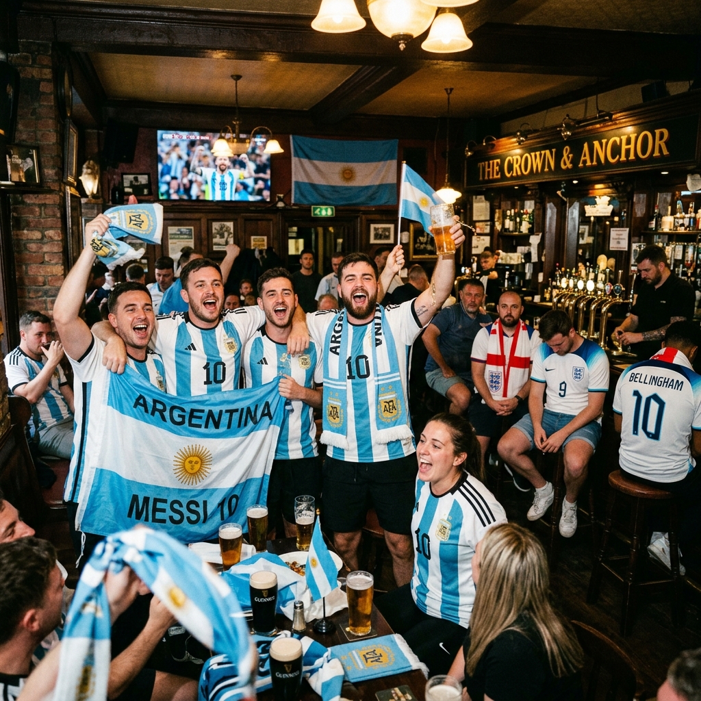 El partido en un bar de ingleses: grito a la cara de la rival, silencio y la cue