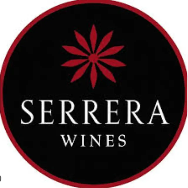 Isologotipo circular negro y bordó de Serrera Wines