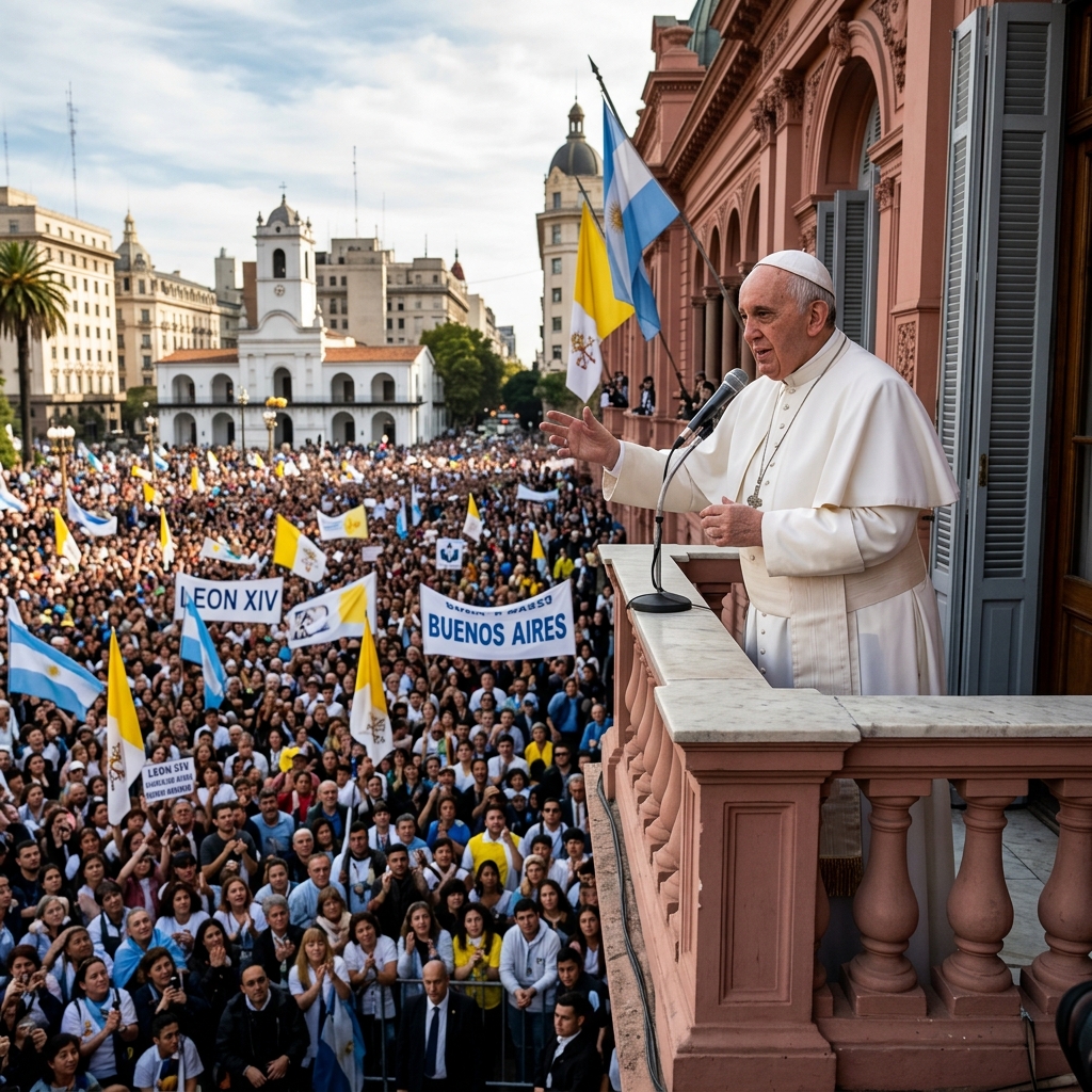 El papa LeÃ³n XIV en el balcÃ³n